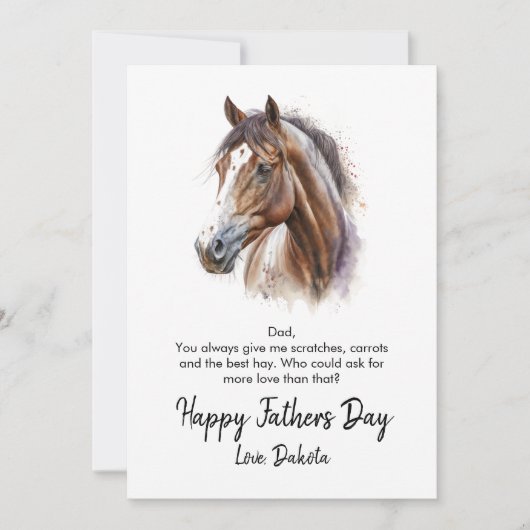 Happy Fathers Day Horse Foto Feestdagenkaart (Voorkant)