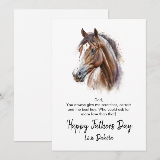 Happy Fathers Day Horse Foto Feestdagenkaart (Voorkant / Achterkant)