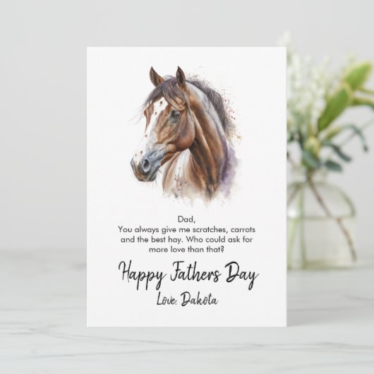 Happy Fathers Day Horse Foto Feestdagenkaart (Staand voorkant)