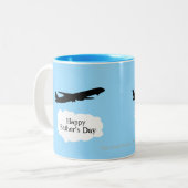 Happy Fathers Day Jet Airplane Flying Pilot Gift Tweekleurige Koffiemok (Voorkant links)