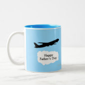 Happy Fathers Day Jet Airplane Flying Pilot Gift Tweekleurige Koffiemok (Links)