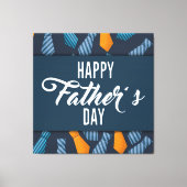 Happy Fathers Day Kleurrijke Stropdassen Wit Emble Canvas Afdruk (Voorkant)