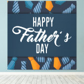 Happy Fathers Day Kleurrijke Stropdassen Wit Emble Canvas Afdruk (Insitu (Houten vloer))