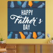 Happy Fathers Day Kleurrijke Stropdassen Wit Emble Canvas Afdruk (Insitu (Woonkamer))