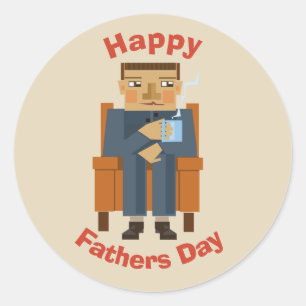 Happy Fathers Day man in een stoel met een cuppa Ronde Sticker