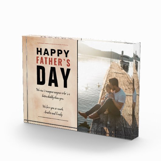 Happy Father's Day Message Waterverf Family Fotoblokken (Rechts)