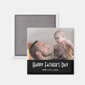 Happy Father's Day Modern Photo Black White  Magneet (Voorkant / Achterkant)