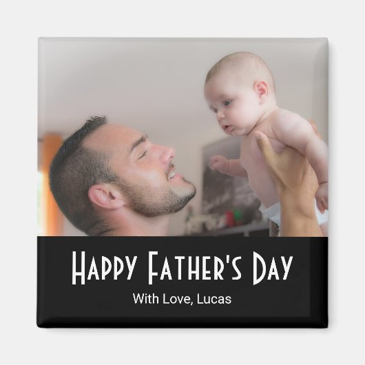 Happy Father's Day Modern Photo Black White  Magneet (Voorkant)