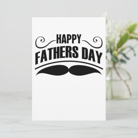 Happy Fathers Day Mustache Feestdagenkaart (Staand voorkant)