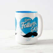 Happy Fathers Day Mustache Tweekleurige Koffiemok (Voorkant rechts)