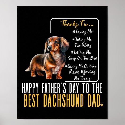 Happy Fathers Day naar de beste teckel papa - Dach Poster (Voorkant)