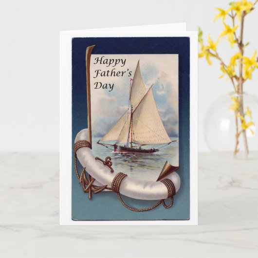 Happy Fathers Day Nautical Ship Kaart (Gele Bloem)