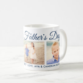 Happy Fathers Day Navy Script Photo Collage Koffiemok