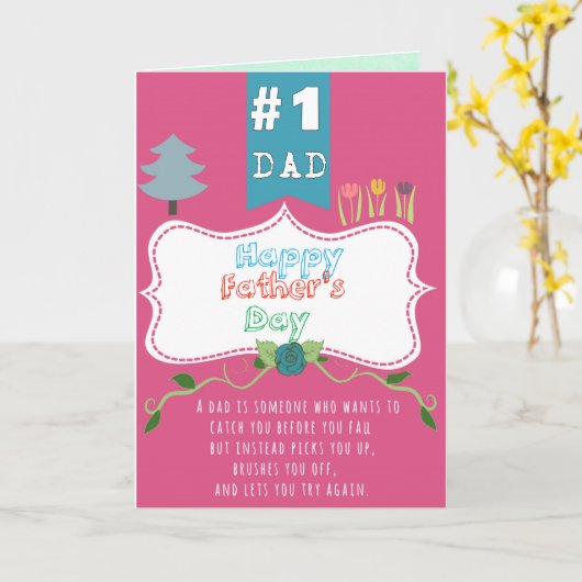 Happy Fathers Day No.1 Pap Wenskaart Kaart (Gele Bloem)