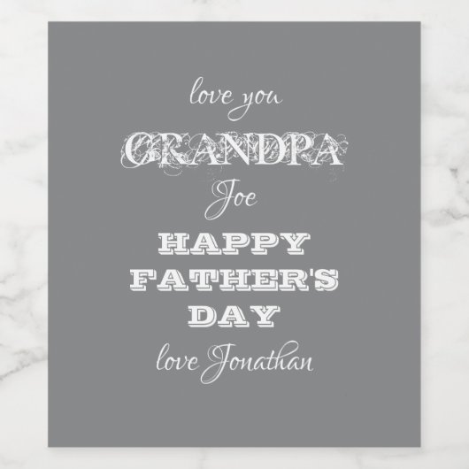 Happy Fathers Day Opa - Aangepaste naam Wijn Etiket (Enkel label)