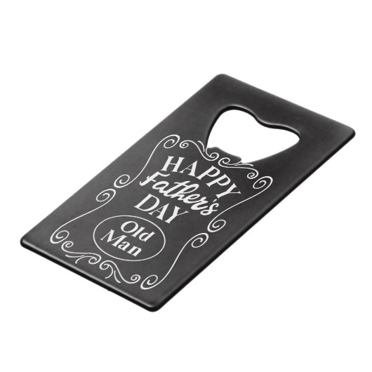 Happy Fathers Day Oud Man Creditkaart Flessenopener (Voorkant Gekanteld)