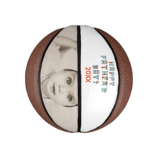 Happy Fathers Day Persoonlijke foto-cadeautjes Basketbal (Verticaal)