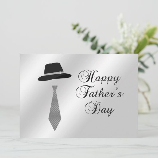Happy Fathers Day Pet Grey Dot Stropdas Family Bru Kaart (Staand voorkant)