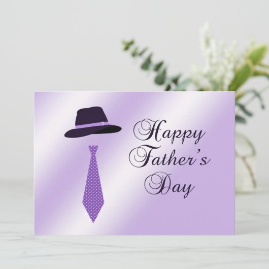Happy Fathers Day Pet Paarse Dot Stropdas Family B Kaart (Staand voorkant)
