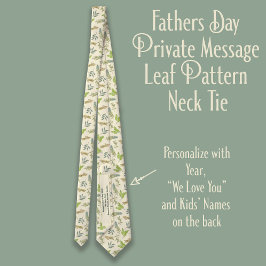 Happy Fathers Day Private Message Leaf Pattern Stropdas