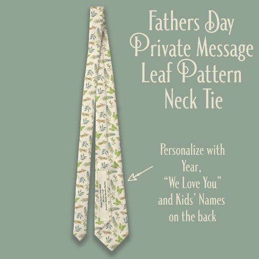 Happy Fathers Day Private Message Leaf Pattern Stropdas