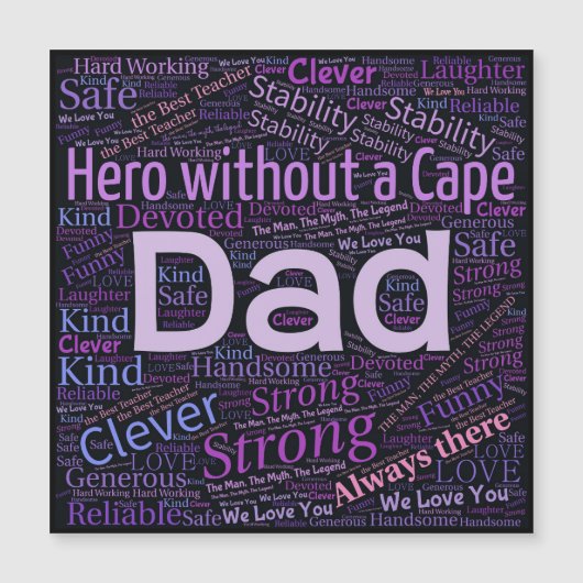 Happy Fathers Day Quote Paarse Text Magnet (Voorkant)