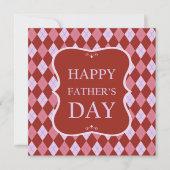 Happy Fathers Day Red Pink Argyle Dinner Party Kaart (Voorkant)