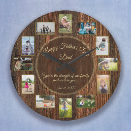 Happy Fathers Day Rustic Wood Photo Template Grote Klok