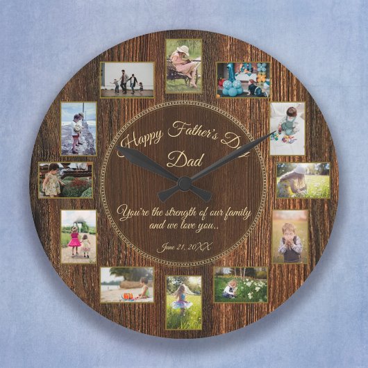 Happy Fathers Day Rustic Wood Photo Template Grote Klok