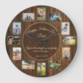 Happy Fathers Day Rustic Wood Photo Template Grote Klok (Voorkant)