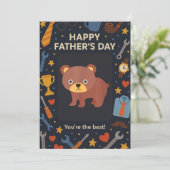 Happy Fathers Day Schattige Beer Daddy Kaarten (Staand voorkant)