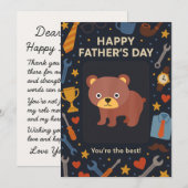 Happy Fathers Day Schattige Beer Daddy Kaarten (Voorkant / Achterkant)