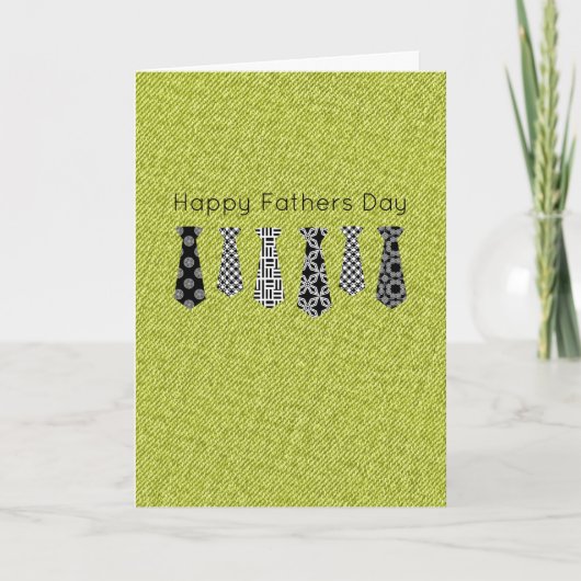 HAPPY FATHERS DAY Stropdas Green Denim Fun Kaart (Voorkant)