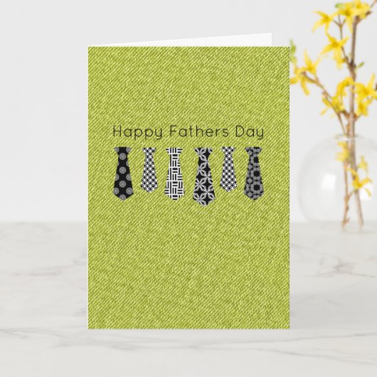 HAPPY FATHERS DAY Stropdas Green Denim Fun Kaart (Gele Bloem)