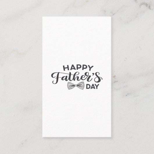 Happy Father's Day T-Shirt met Elegant Bow Stropda Visitekaartje (Voorkant)