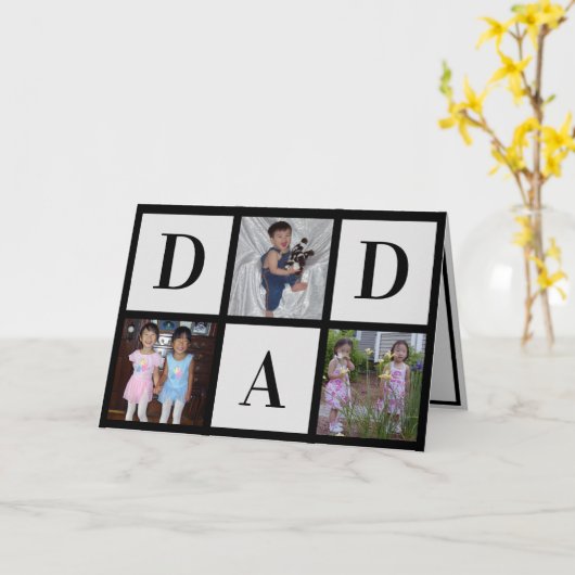 Happy Fathers Day Three Photo Collage Kaart (Gele Bloem)