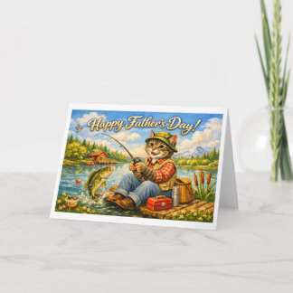 Happy Fathers Day to Your Favorite Fishing Cat Dad Bedankkaart