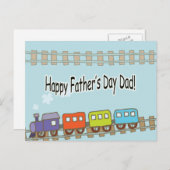 Happy Fathers Day Train Briefkaart (Voorkant / Achterkant)