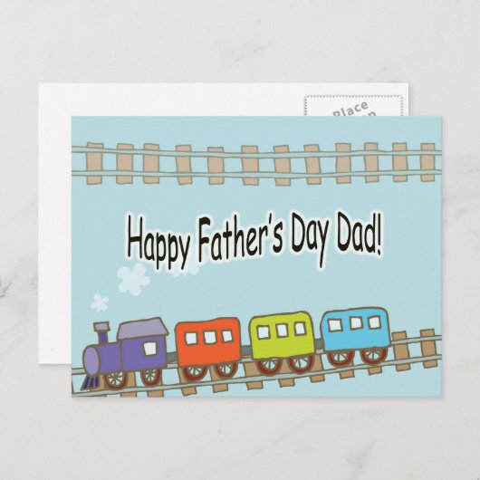 Happy Fathers Day Train Briefkaart (Voorkant / Achterkant)