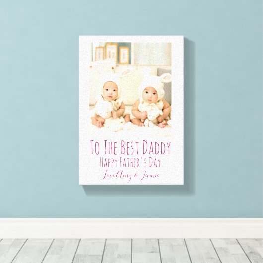Happy Fathers Day van Twins Memories Custom Foto Canvas Afdruk (Insitu (Houten vloer))