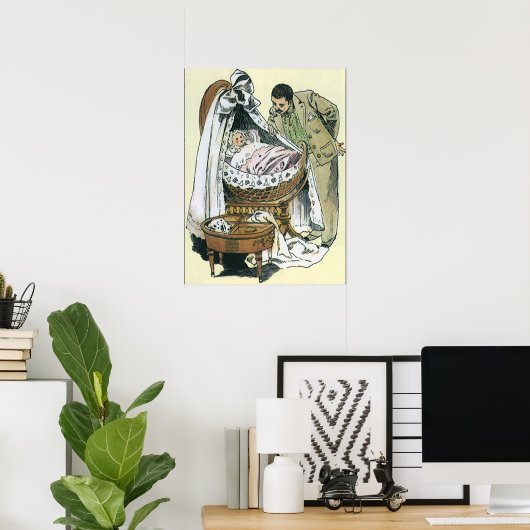 Happy Fathers Day, Victoriaans Baby Poster (Thuiskantoor)