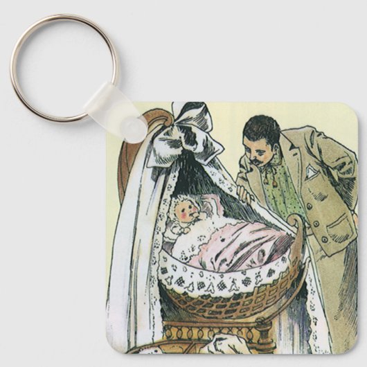  Happy Fathers Day, Victoriaans Baby Sleutelhanger (Voorkant)
