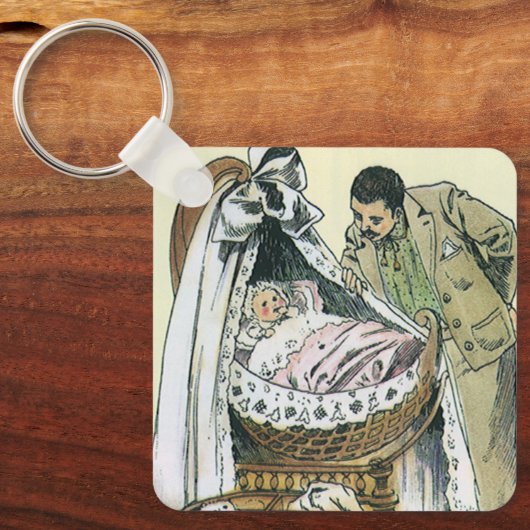  Happy Fathers Day, Victoriaans Baby Sleutelhanger (Voorkant)