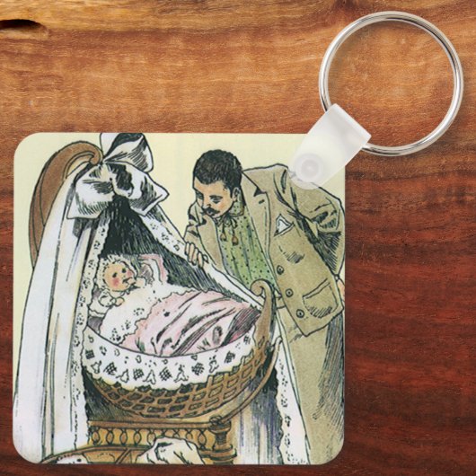  Happy Fathers Day, Victoriaans Baby Sleutelhanger (Achterkant)