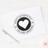 Happy Fathers Day White Heart Chic Fun Unique Ronde Sticker (Envelop)