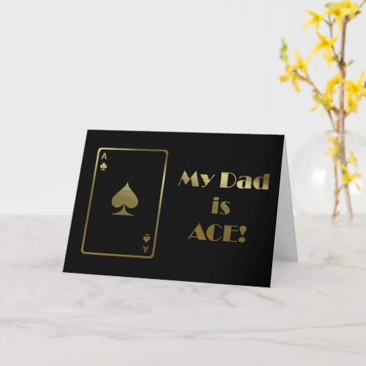 Happy Father's Day with ace card black and gold Kaart (Gele Bloem)