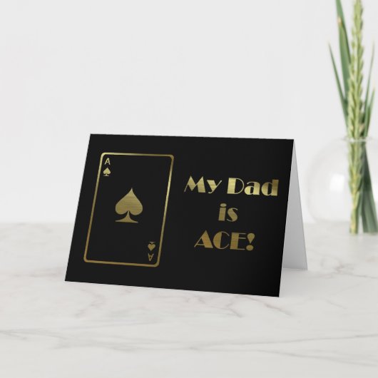 Happy Father's Day with ace card black and gold Kaart (Voorkant)