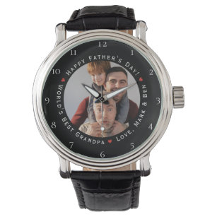 Happy Fathers Day World's Best Grandpa Cool Trendy Horloge