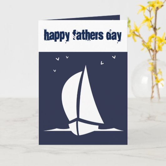Happy Fathers Day Zeilboot Kaart (Gele Bloem)