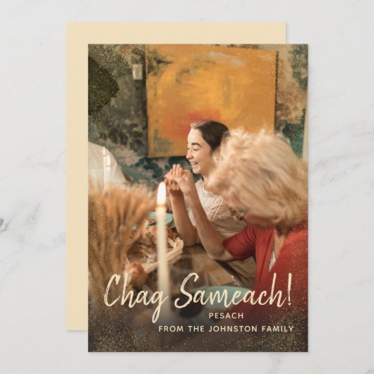 Happy Feast Chag Sameach Photo Template Greep Feestdagenkaart (Voorkant / Achterkant)